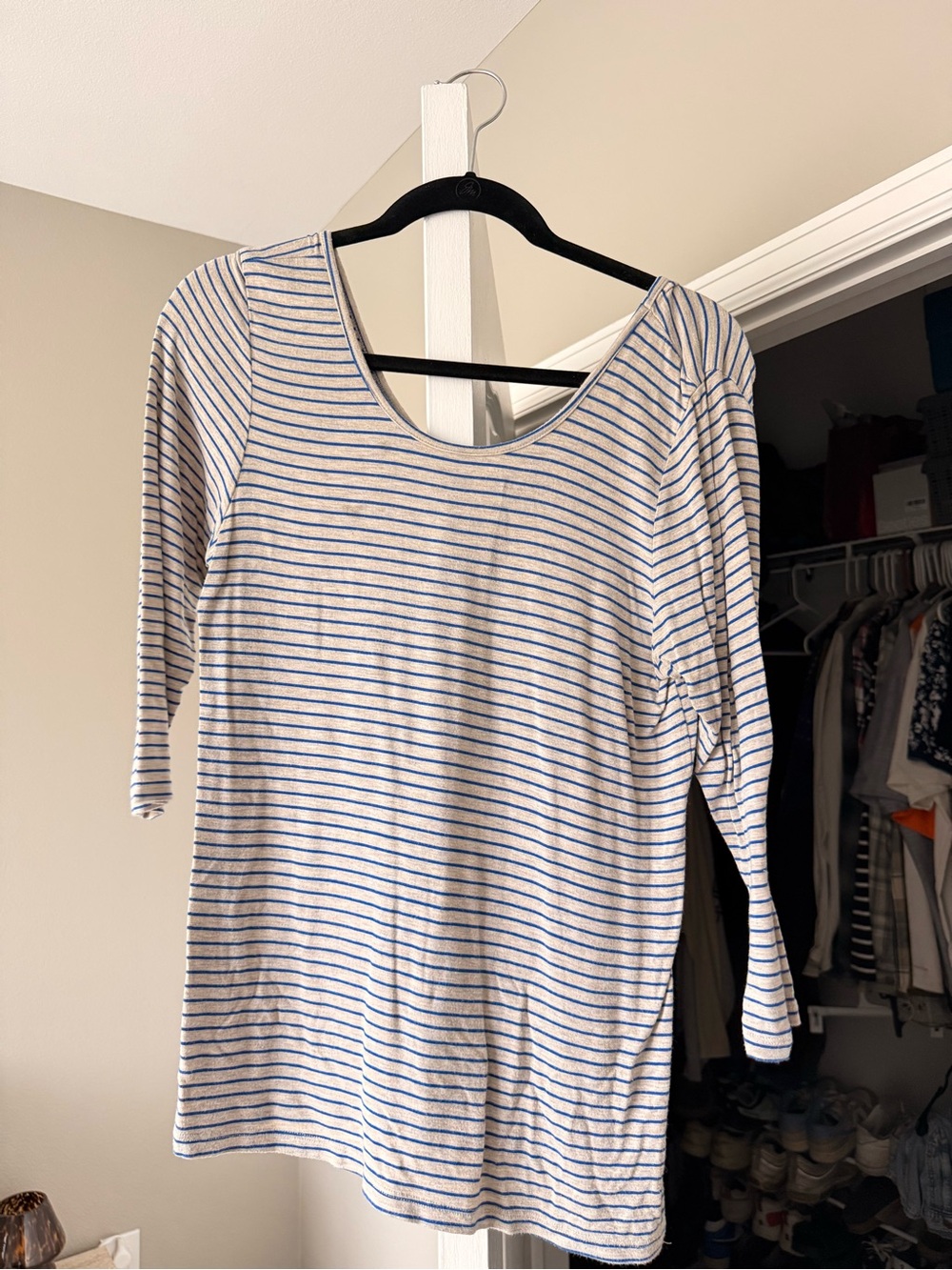 dolan Blue and White Striped Long Sleeve Top